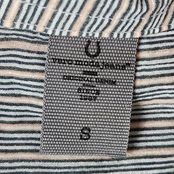 Vero Moda Striped Lightweight Henley Button Long Sleeve Blouse sz S - Picture 6 of 8